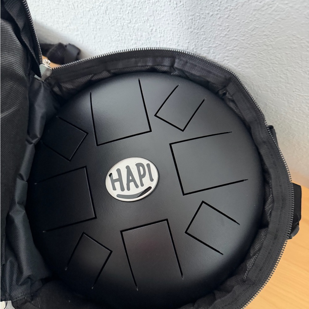 HAPI Black Steel Tongue Drum with Case - Picture 4 of 4